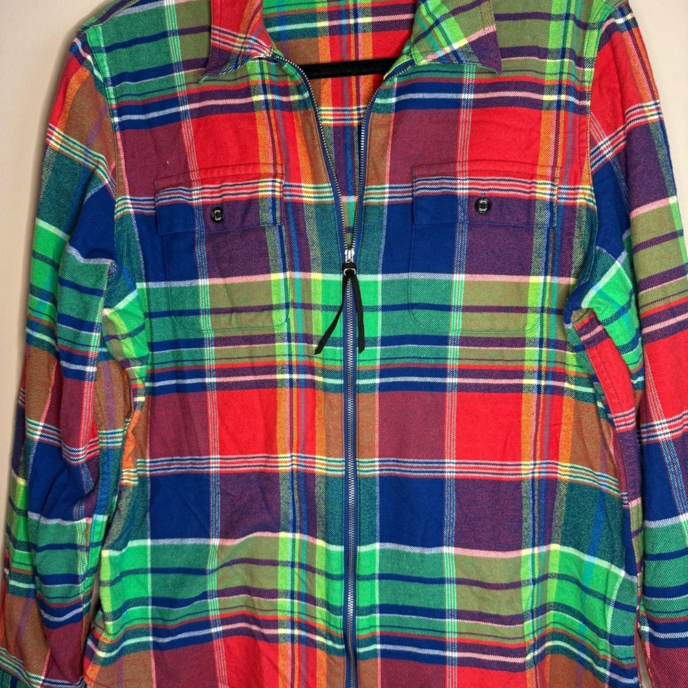 CHAPS Blue Green Red Plaid Casual Zip Jacket SZ/LG New With Out Tags Cotton - Picture 4 of 10
